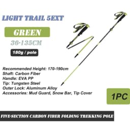 Naturehike Climbing Poles Lightweight 5-Section Carbon Fiber Folding Trekking Pole Hiking Walking Stick Light Trail 5-EXT Cane