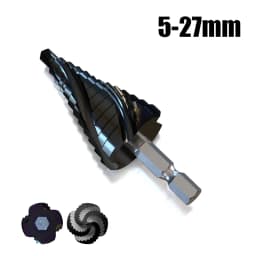 M35 Cobalt 4-Flute Step Drill Bit 1/4 in Metric Tapered Hex Shank for Stainless Steel Sheet Metal Wood Aluminum and Other Metals