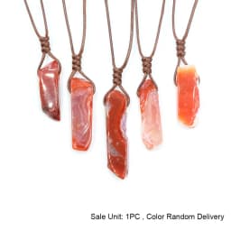 CSJA Healing Crystals Necklaces Irregular Natural Stone Slice Pendant Necklace Pink Quartz Labradorite Tiger Eye Jewelry H090