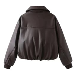 Trend Vintage Green Long Sleeve Lapel PU Leather Jacket Women Short Coat Zipper Button Spring Autumn High Street Outerwear Tops