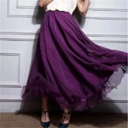 High-grade Double Layer Skirts Spring Summer Elastic High Waist Large Swing Gauze Chiffon Skirt A-line Pleated Long Beach Skirt