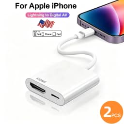 Lightning to Digital HDTV 2-in-1 Adapter Digital AV Adapter 4K Sync Screen Connector For IPhone14 Pro 13 12 to HDTV Projector Mo