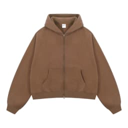 Custom LOGO women's Autumn Winter New 370G Heavy Fleece BOXY Short and Wide Double Head Zipper Cardigan Couple Hooded Sweater
