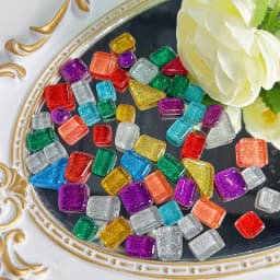 Mosaic Tiles for Crafts Blue Shine Assorted Color 50pcs Glass Glitter Mosaic Supplies Pieces Bulk Square Shape Home Decoration