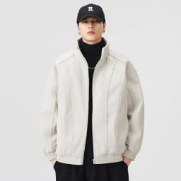 DUKEEN Men's Winter Padded Bomber Jacket Stand Collar Windproof Casual Coat Loose Fit Warm Streetwear Jacket