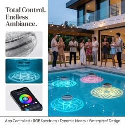 Outdoor LED Solar Pool Lights RGB Spectrum 16 Million Colors Dynamic Modes Solar-charged Waterproof Design Waterproof 3 Timer 9 Lighting Floating Lamp For Garden Pool Party Decoration