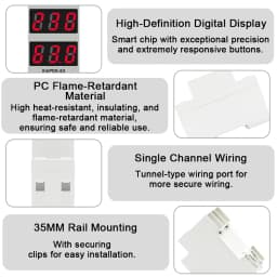 EARU 40A 63A Adjustable Over Under Current Voltage Protector Relay Switch Power kWh Energy Meter Voltmeter Automatic Reclosing
