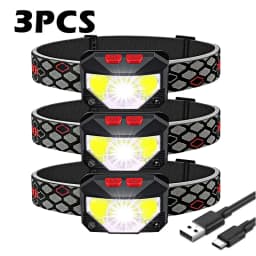 Headlamp Flashlight, 1200 Lumen Ultra-Light Bright LED Rechargeable Headlight with White Red Light,2Pack Waterproof Motion