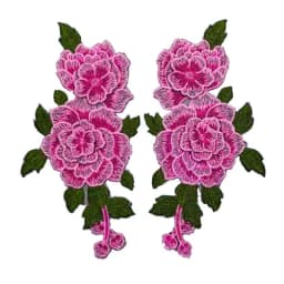 1 Pair Red Embroidery Rose Flower Sew On Patch Dress Hat Bag Jeans Applique Crafts Clothing Accessories 23*12CM