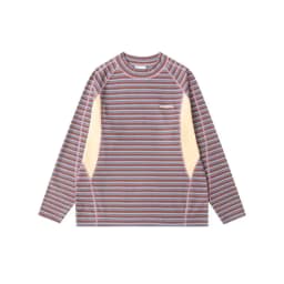 Modern Retro Striped Thickened Warm Long Sleeve round Neck Base Shirt Couple Matching Flocking Slim Fit Polyester Blend Sweat...