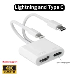 USB C and Lighting to HDMI Adapter for iPhone to TV Sync Screen Digital AV Adapter Compatible for iPhone 17 16 15 iPad