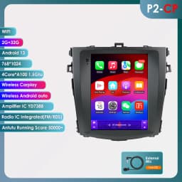 9.7"7862 Android 13 Car radio for Toyota Corolla E140 E150 2006-2013 Multimedia player 4G Autoradio DSP Carplay GPS navi Stereo