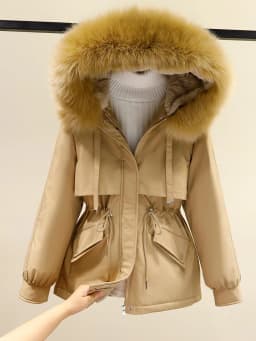 Women's down Cotton Jacket Short Thickened Winter New Style Fleece Lined Parka Korean Version Loose Cotton Coat