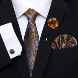 Great Quality Pink Floral Bow Tie Pocket Squares Cufflink Brooch Clip Pin Set Man Necktie Suit Accessories Birthday Gift