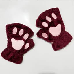 Cartoon Winter Gloves Women's Bear Plush Cat Paw Claw Gloves Cute Short Fingerless Fluffy Bear Claw Mittens For Girls Gift Party