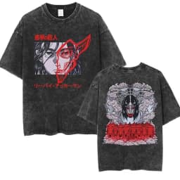2026 Attack on Titan Anime Printed T-shirt Men's and Women's Washed T-shirt High Quality Vintage Cotton T-shirt Harajuku Y2K Top