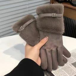 Winter Women Keep Warm Plus Velvet Touch Screen Thicken Plush Wrist Suede Gloves Fashion Personality Elegant Drive Cycling