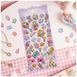 Kawaii Delicate 3D Relief Stickers Gemstone Gilding Stickers Scrapbooking Diy Journal Stationery Sticker Deco School Supplies