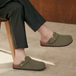 Comwarm Cow Suede Women Clogs With Adjustable Buckle Cork Footbed Leather Mules Comfort Slip on Women Slippers Summer Cork Clogs