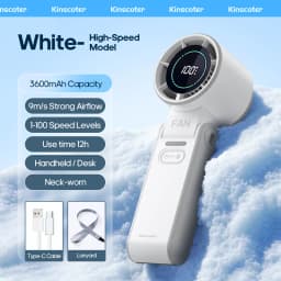 Portable High Speed Cooling Handheld Fan 3600mAh Rechargeable 100 Speed Adjustable Mini Foldable Air Cooling Turbo Fan & Lanyard