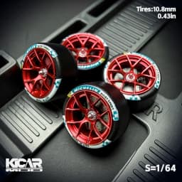 Kicarmod 1/64 Resin "Dove" Center Lock Racing Model Wheels 10.8mm with Rubber Tires & Dynamic Bearings for MINIGT 911 R8