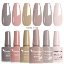 Rose Rubber Base Venalisa Nail Gel Polish 6pcs/Kit HEMA FREE Jelly Pink Color Self Leveling Gel Long Wear Nail Manicure Set