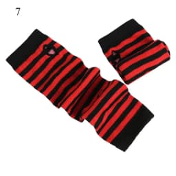 New Long Glove Arm Cover Classic Pink Black and White Striped Fingerless Elbow Gloves Warmer Knitted Wristband