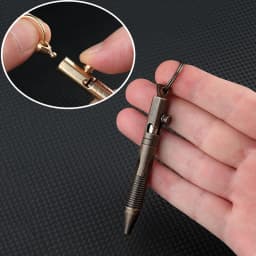 Brass Quick Release Writing Pen Cylindrical Bolt Ballpoint Pen Mini Keychain Business Signature Stationery Gift Pen EDC Tool