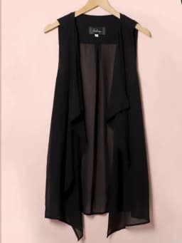Women's Coat Plus Size Chiffon Vest Summer Korean Version Sleeveless Cardigan Loose Vest Thin Black Cover-ups Jacket