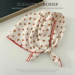 Elegant Cashew Small Square Scarf Cherry Flower Cotton Linen Print Scarves Korean Headband Printed Silk Scarf Outdoor