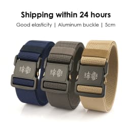 KOLBER 5cm Elastic Belt Men Aluminum Alloy Quick Release Buckle Tactical Outdoor Casual Belt 2 inch Hiking Stretch Girdle Male