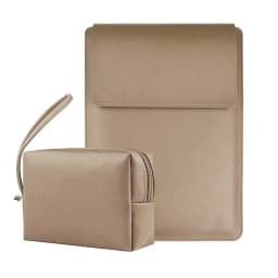 Business Office Commuting Personalized Laptop Pouch Luxury PU Leather Protective Laptop Sleeve With Stand Charger Storage Bag