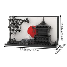 MOC Japanese Art 3D Paintings Bricks Model Japan City Street View 3D Sakura Art Photo Frame Building Blocks Assembly Toys Gifts