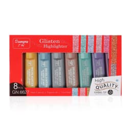 8 colors/set Glitter Highlighters Pen Fine Flash Marker Pen Painting Maker for Scrapbook Diary Journal Student Stationery Supply