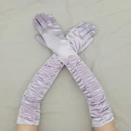 Long Satin Wave Pattern Micro Reflective Light Wedding Party Noble Style Women Gloves Lady Slender COS Graduation Mittens Nv5