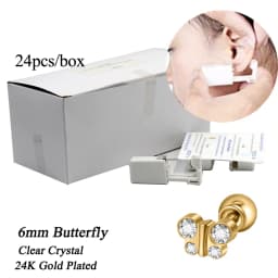 24pcs/Box Disposable Ear Piercing Gun Safe Ball Clasps Mini Daisy Crown Earring Piercer Machine Tool For Adult Kids Wholesale