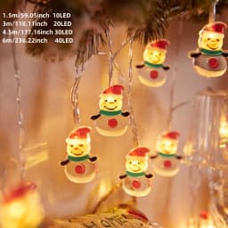 1pc LED Christmas Snowman & Xmas Tree & Santa Claus String Lights Battery Powered Christmas Fairy Atmosphere Hanging Lights