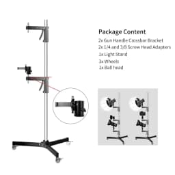 SH 63cm-190cm Gun Grip Light Stand 1/4 and 3/8 Screw With Wheels Folding Tripod For Studio Flash LED Light Softbox COB Light
