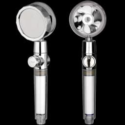 ZhangJi New Propeller Driven Shower Head with Stop Button and Cotton Filter Turbocharged High Pressure Handheld Shower Nozzle