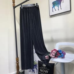 Summer Thin Chiffon Wide Leg Pants For Women Casual Candy Color Loose Long Pants Lady Solid Color Straight Pleated Trousers