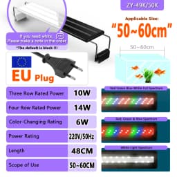 Aquarium LED Light Super Slim Fish Tank Aquatic Plant Grow Lighting Waterproof Bright Clip Lamp RGB LED 20-63cm for Fish Tank