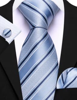 Fashion Diagonal Striped Tie Set for Men Formal Party Business Wedding Necktie Handkerchief Cufflinks 3PCS Suit Accessories
