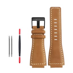35-24mm convex cowhide band For Bell Ross B&R BR-01 BR-03 Men Genuine leather watchband silicone rubber waterproof watch strap