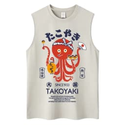 Japanese Ukiyo-e Beach Style Washed Tank Tops Naoshima Art Island Vintage Vests Men Women Cotton Casual Loose Sleeveless T Shirt