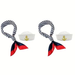 Sailor hat and scarf suit Navy Hat Unisex Captain Hat Navy Marine Hat For cruise lines, adult parties, Navy, cosplay, Outdoor