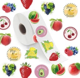 500 Pcs / roll 2.5cm Fruits and Vegetables Shaped Waterproof Sticker Sealing Sticker Decorative Sticker Label