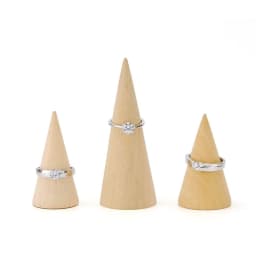 Vintage Natural Unpainted Wood Finger Cone Ring Holder Bague Jewelry Display Stand Organizer Storage Rack Showcase for Exhibit