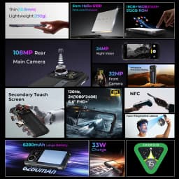 HOTWAV Cyber 16 Pro Rugged Smartphone G100 Octa-core Android 15 Mobile Phone 108MP 6.6'' FHD+ 2K 8GB 512GB 6280mAh Cellphone