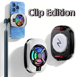 2IN1 Universal Portable Magnetic Clip Semiconductor Phone Cooler Digital Display RGB Light Cooling Fan for Iphone Samsung Xiaomi