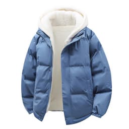 Puffer Jacket Men's Plush Thickened Parkas New Men's Hooded Fake Two Piece Winter Lamb Wool Jacket Male Fleece Liner Warm Coat